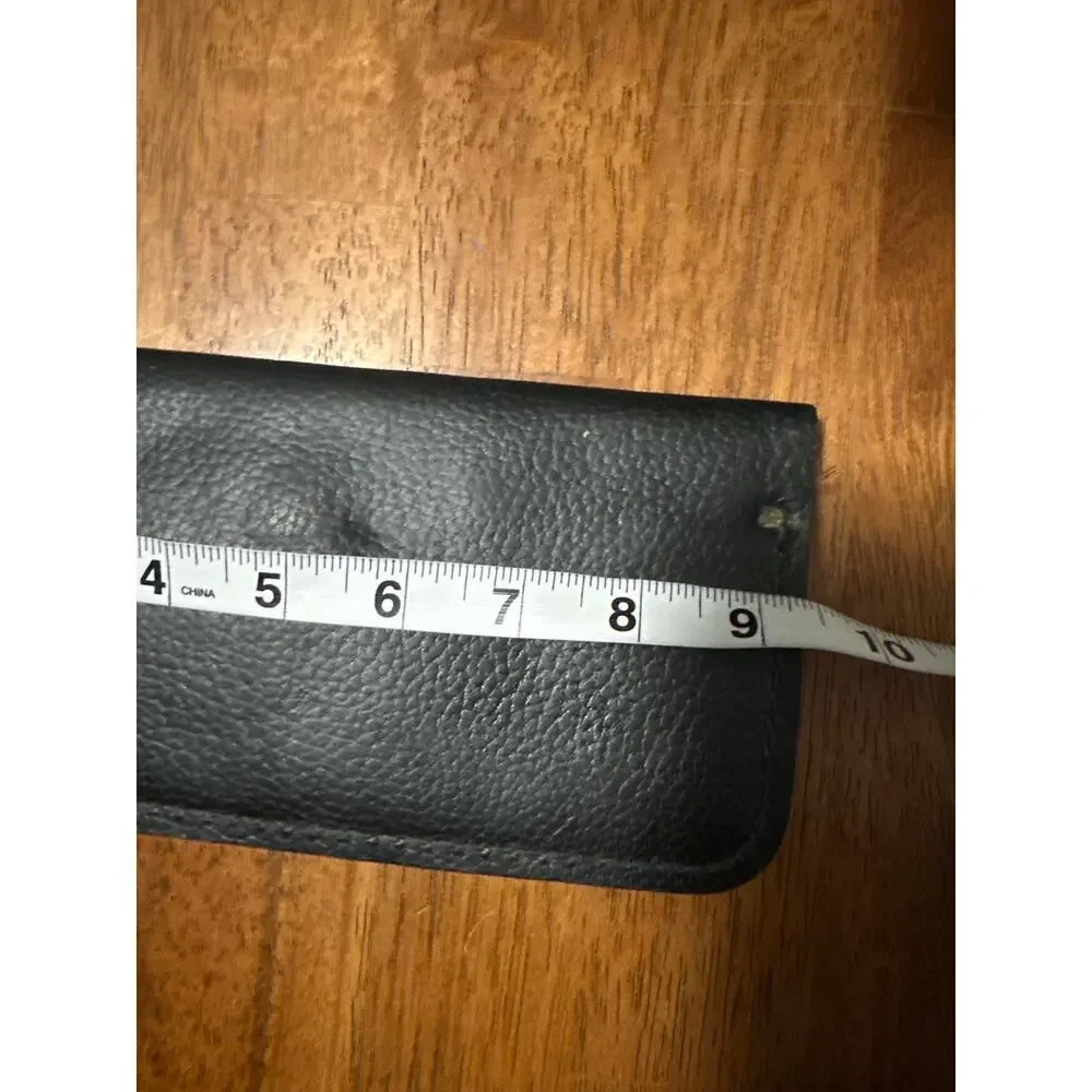 Vintage Black Leather Biker Chain Wallet – Snap Closure – Zipper Pocket – 9”